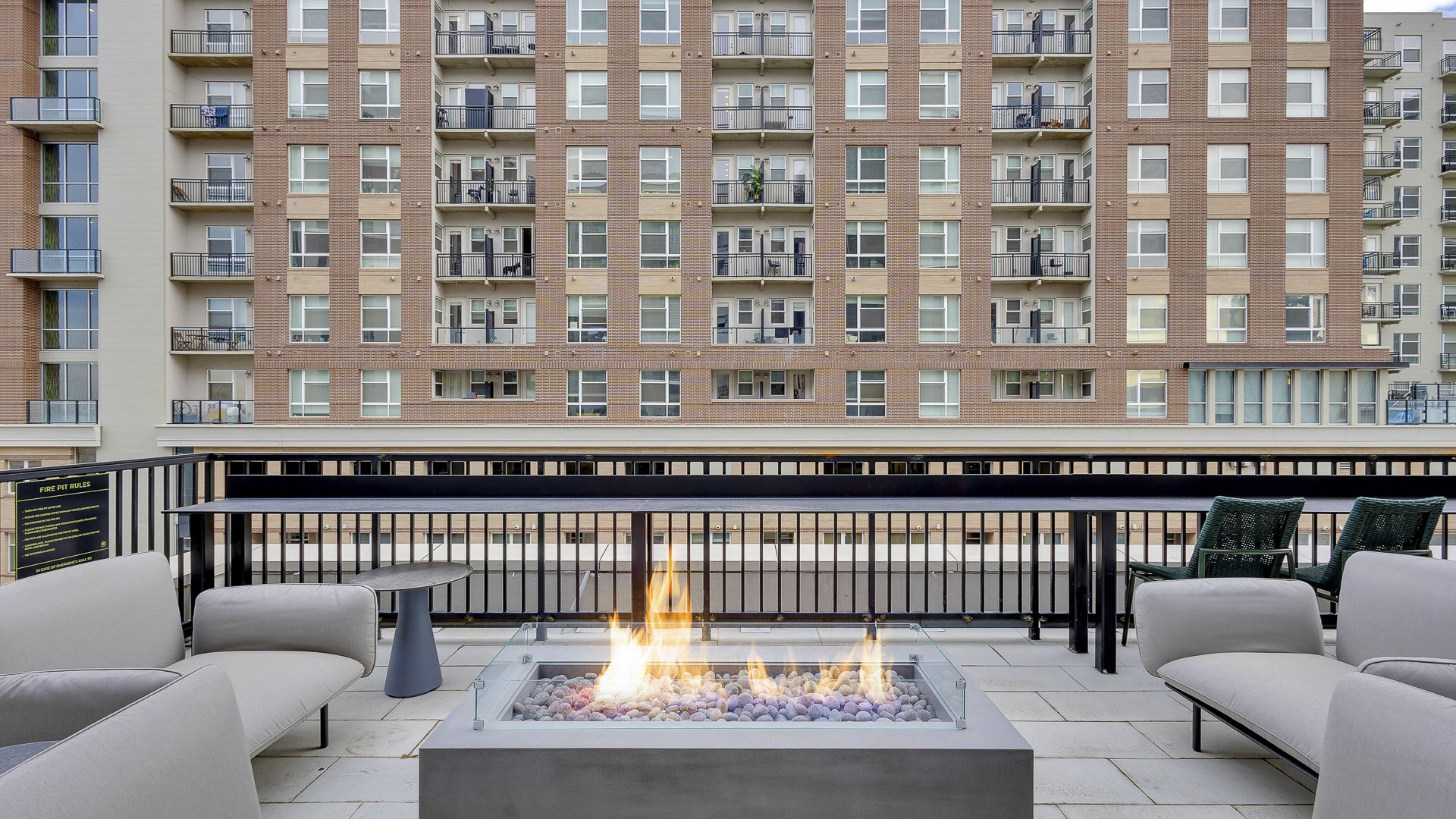 outdoor seating on the deck with fire pit 