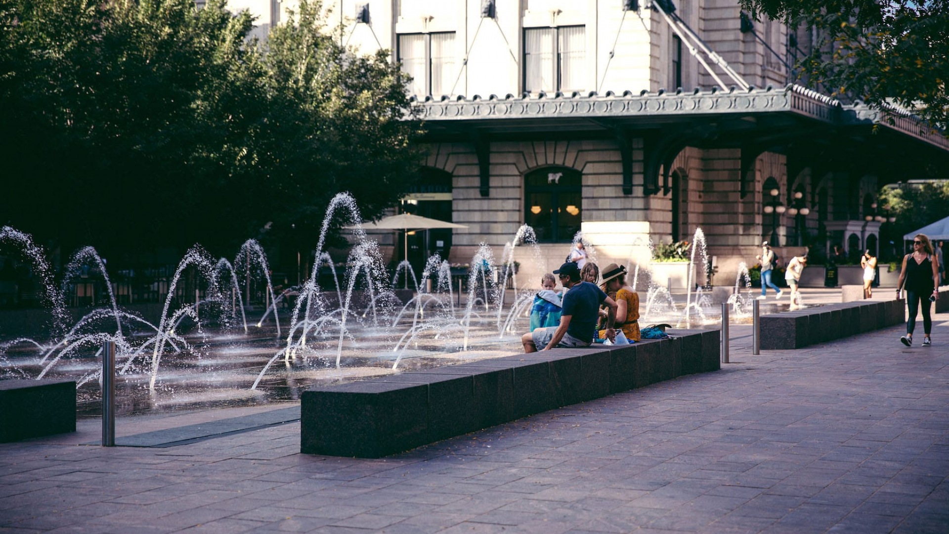 spacious retail area near property showing fountains